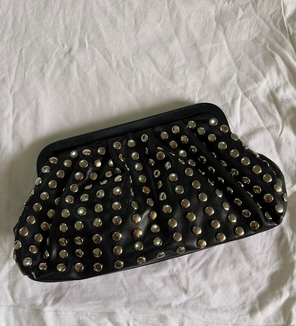 Studded Ruched Clutch Bag