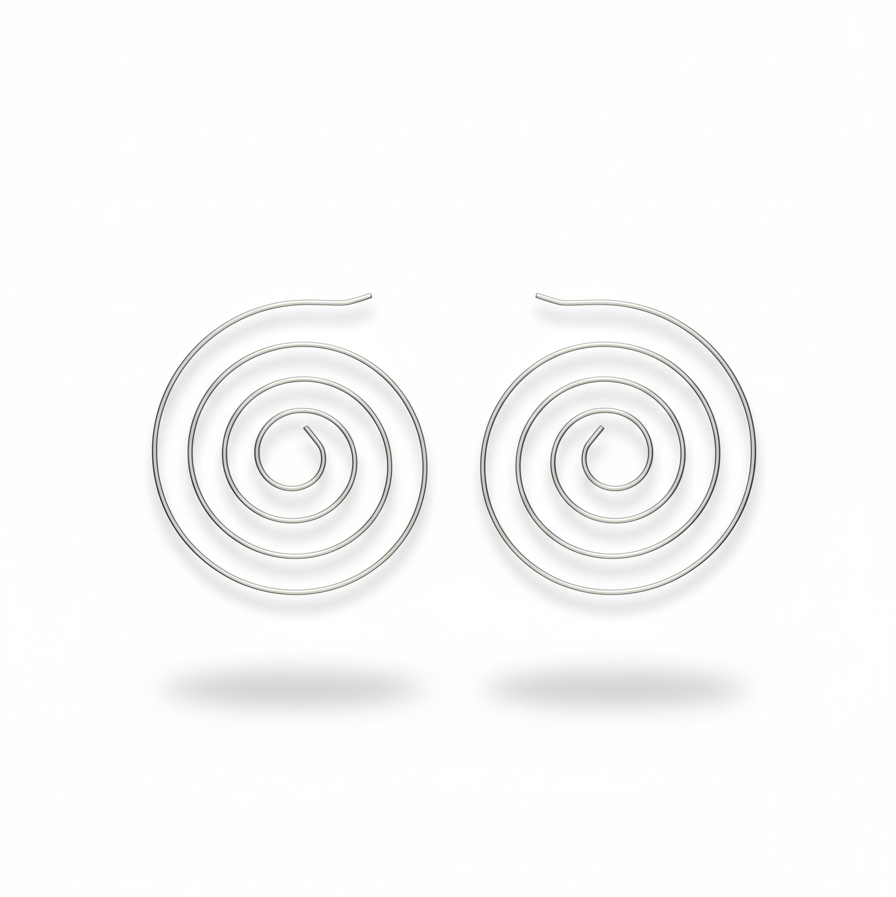 Silver Spiral Hoops
