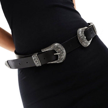 Double Buckle Abstract Belt