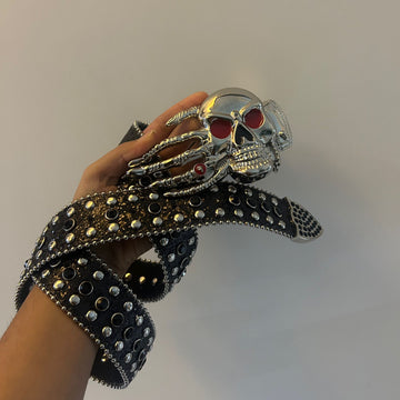 Hand Skull Studded Belt