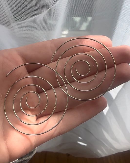 Silver Spiral Hoops