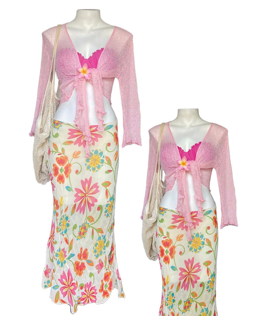 Pink Tie-up with Skirt