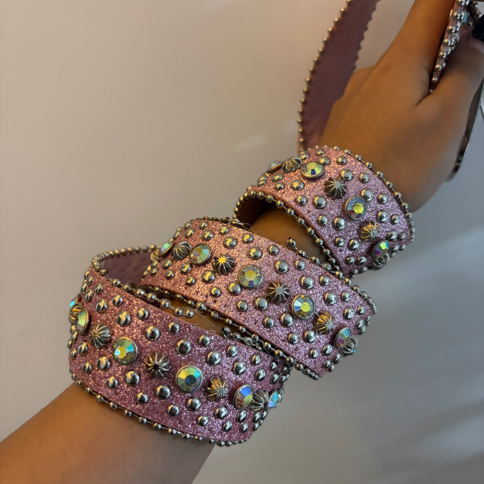 Baby Pink Studded Belt