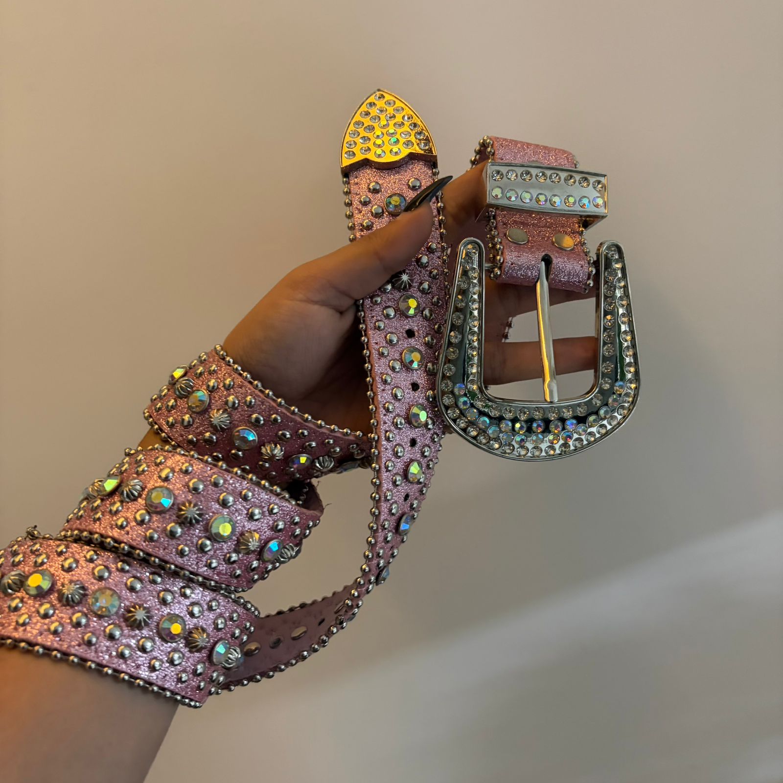 Baby Pink Studded Belt