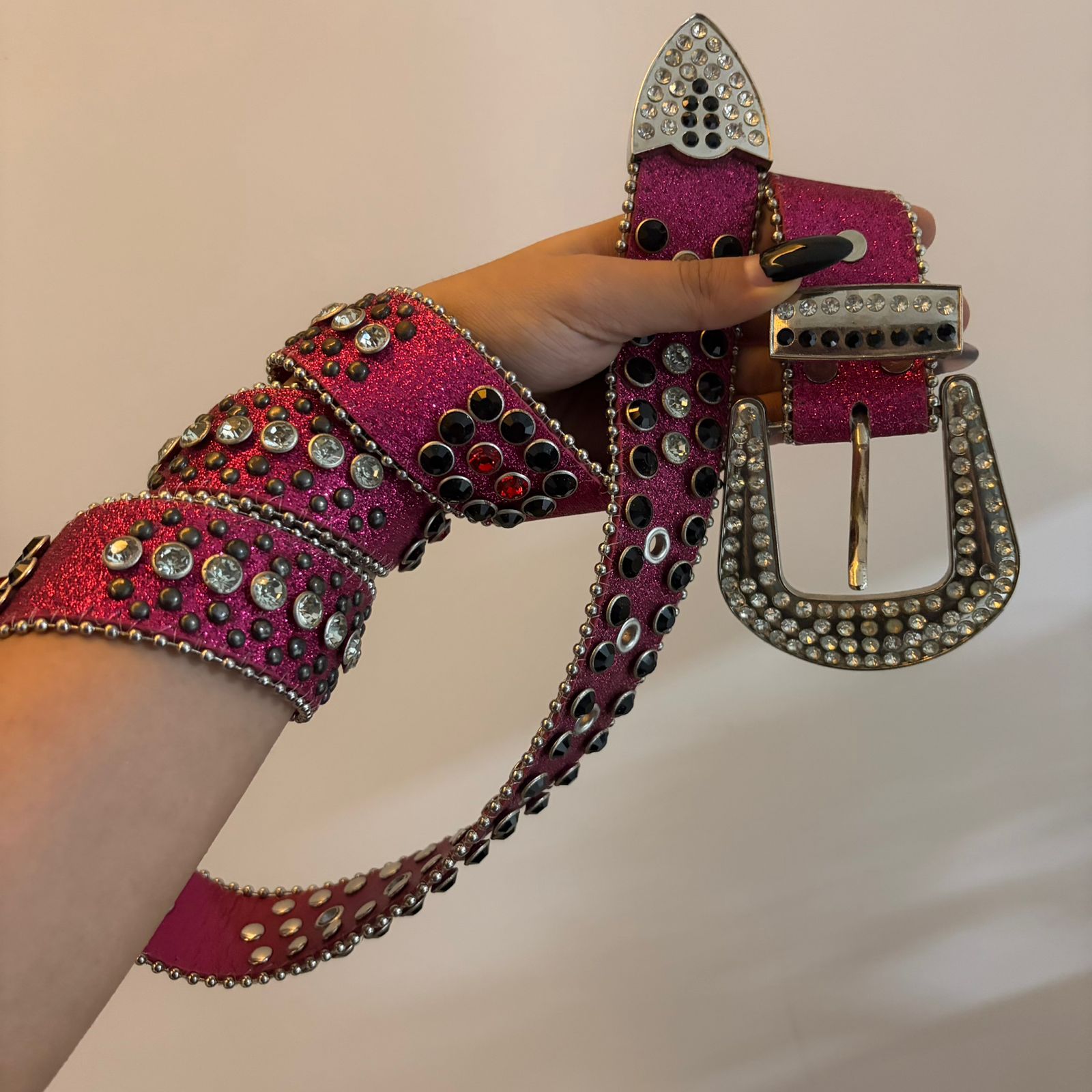 Pink & Black Studded Belt