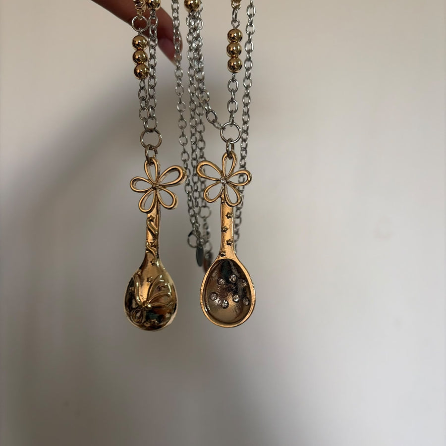 Mixed Metal Spoon Necklace