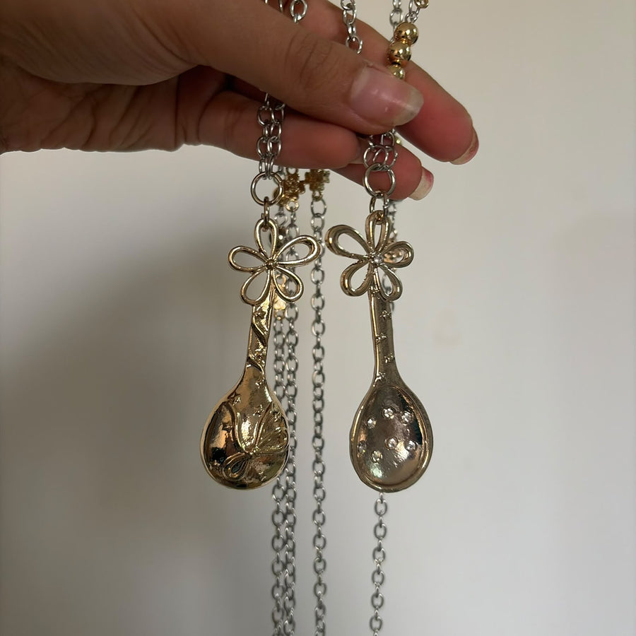 Mixed Metal Spoon Necklace