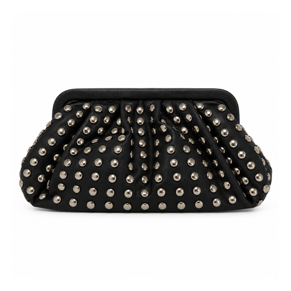 Studded Ruched Clutch Bag