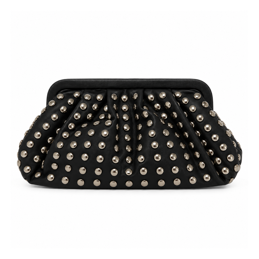 Studded Ruched Clutch Bag
