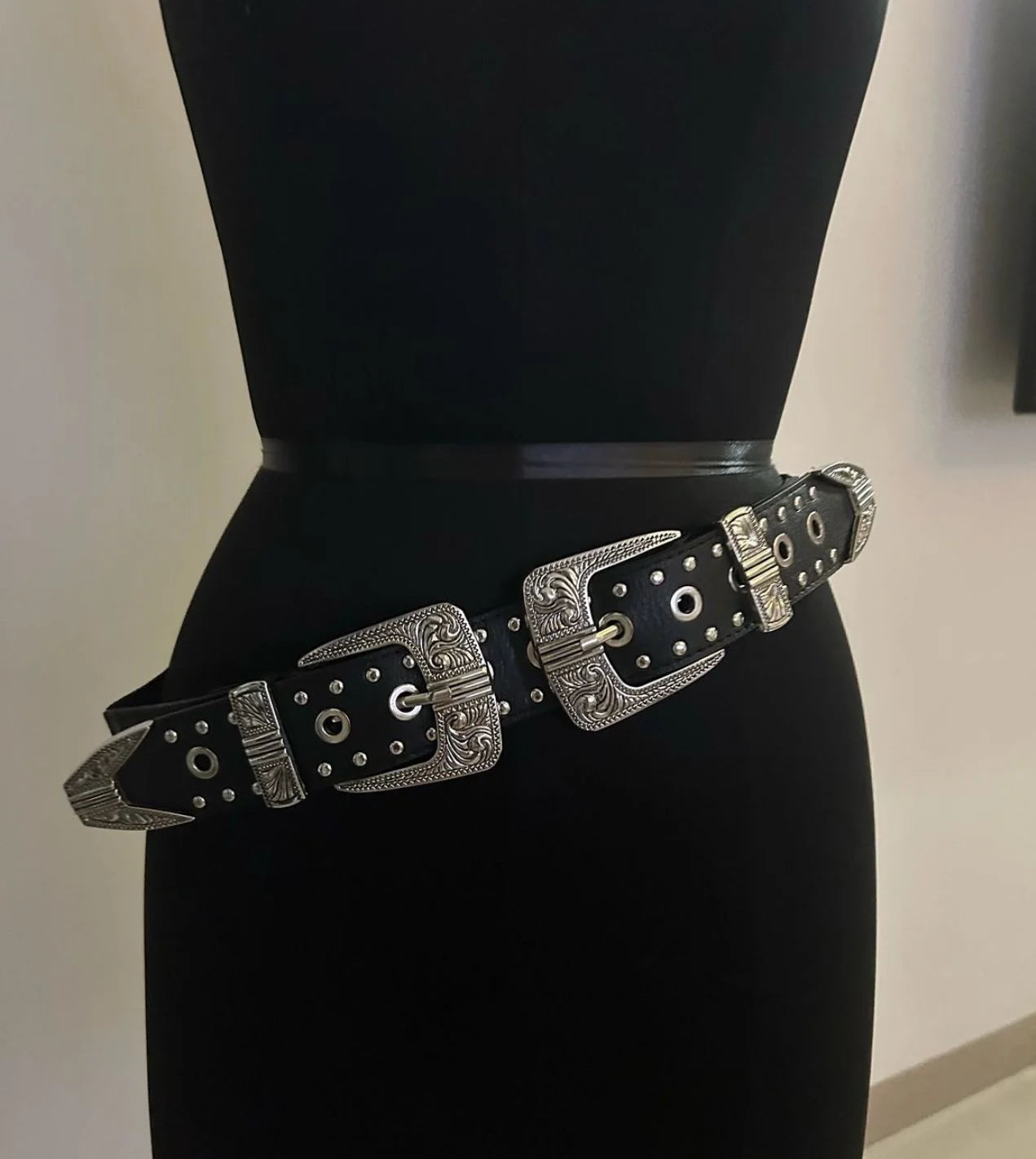 Double Buckle Studs Belt