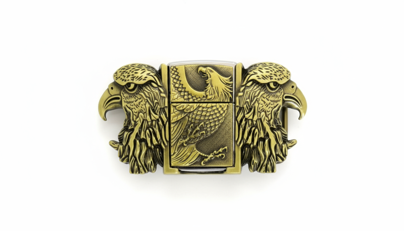 White background product photo of eagle lighter belt buckle